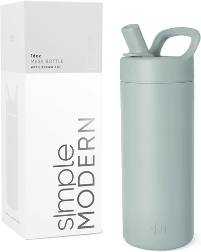 Vista 26 de Simple Modern Botella de agua con tapa de pajilla Termo de acero inoxidable aislado Botellas de agua reutilizables para viajes para gimnasio