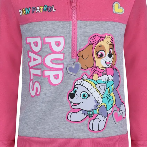 Vista 5 de Paw Patrol Girls Skye and Everest Half Zip Up Hoodie for Toddlers and Little Kids PinkGrey