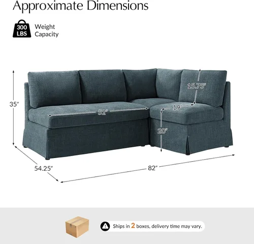 Vista 2 de HULALA HOME Banco de rincón de desayuno, asiento modular de 4 asientos, color azul