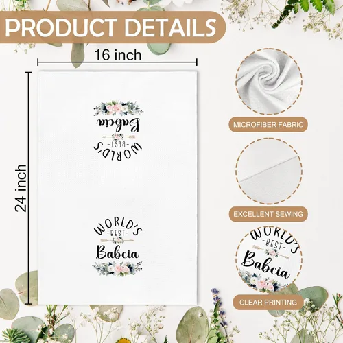 Vista 7 de World's Best Babcia - Toallas de mano para cocina, regalos para abuela de nietos, nietos, día de la madre, Navidad, cumpleaños, toalla de cocina