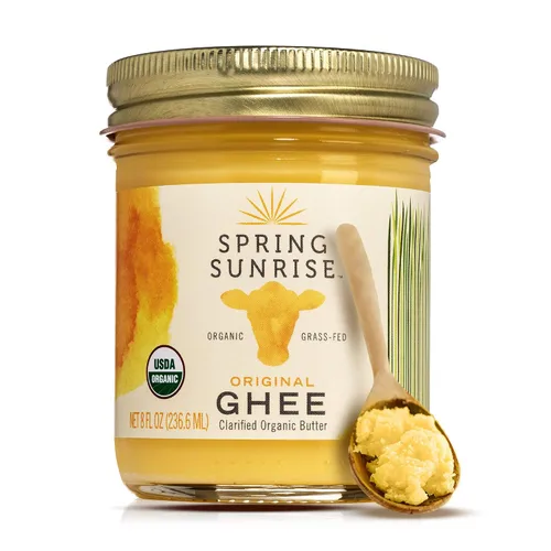 Vista 10 de Spring Sunrise Ghee marrón orgánico alimentado con pasto de 8 onzas Keto
