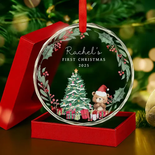 Vista 11 de Adorno de cristal personalizado para anuncio de bebé, adorno de Feliz Navidad, abuela y abuelo te veo en 2024, regalo de abuelos promocionados