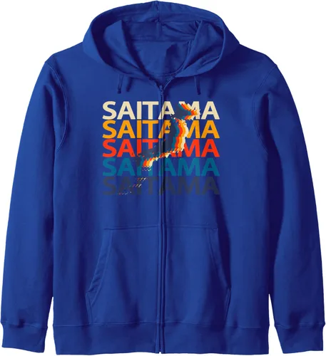 Vista 3 de Saitama Japan Retro Repeat Vintage Souvenir Sudadera con capucha, Azul