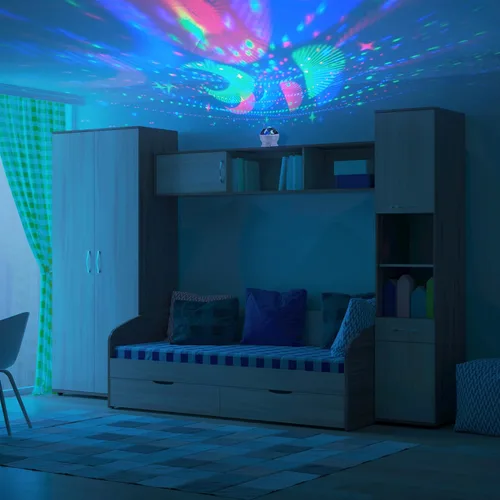Vista 3 de Globe Electric Proyector LED 13766 integrado que cambia de color con luz nocturna, 4 patrones de proyección intercambiables, difusor de cúpula