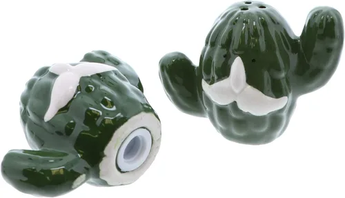 Vista 5 de Juego de regalo de cactus salero y pimentero y plato de cactus de cerámica