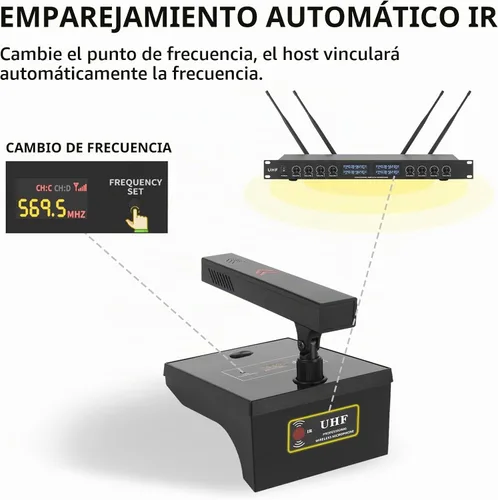 Vista 5 de XTUGA YT8 Sistema de micrófono inalámbrico para conferencias, micrófonos de escritorio de 8 canales UHF 540MHz-599.5MHz,PLL bloqueado,Micrófonos