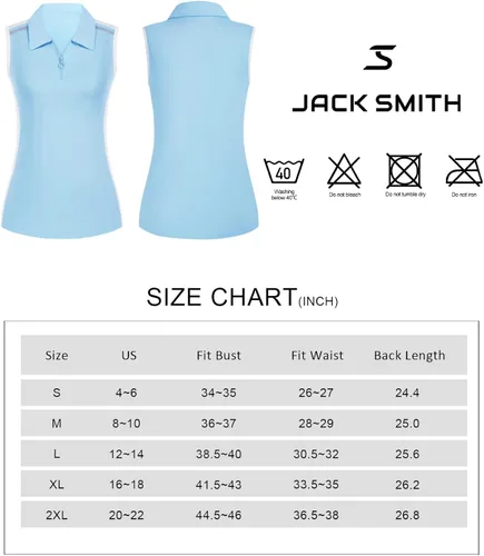 Vista 4 de JACK SMITH Polo de golf sin mangas para mujer con cuello con cremallera para mujer, secado rápido