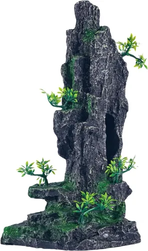 Vista 6 de Adornos Grandes para Acuario - Adorno de Acuario con Vista a la Montaña, Casa en el Árbol, Cueva, Puente, Resina, 10.24x9.45x5.12 pulgadas, C