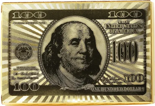 Vista 6 de Rok 24K oro 100 dólar Bill Foil Flexible resistente al agua plástico 52 póker naipes cubierta para juego de mesa