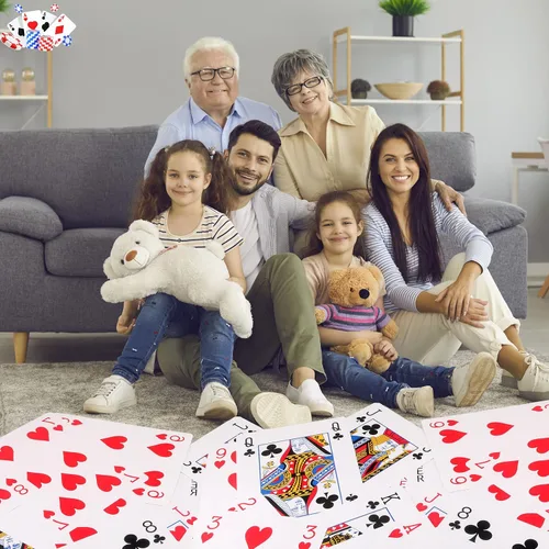 Vista 6 de 2 barajas de 8 x 11 pulgadas, cartas gigantes de póquer, tarjetas grandes de gran tamaño para niños, adultos, personas mayores, juegos de cartas