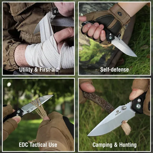 Vista 5 de Mossy Oak Cuchillo de bolsillo plegable, hoja de acero inoxidable lavado a la piedra de 4
