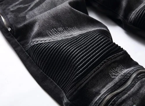 Vista 5 de Liuhond Skinny Slim Fashion - Jeans elásticos de motociclista de Hip Hop con agujeros rectos rasgados.