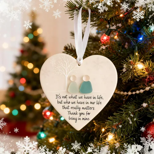 Vista 2 de Adornos de la amistad de cristal de mar de 1 pieza, tablero de corazón acrílico con diseño de cristal de mar 3D, para mujeres, adornos de Navidad