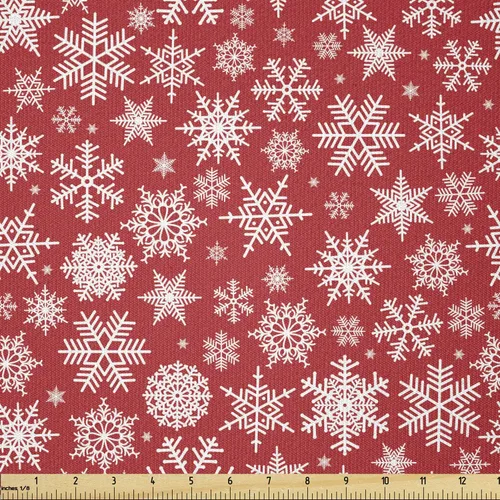 Vista 18 de Ambesonne Tela Navideña por Yarda, Tema Navideño Colorido Vivo Piñas de Pino Ramas Hombre de Jengibre Imagen de Bayas Estampada, Tela de Punto