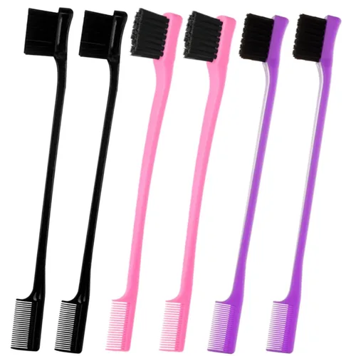 Vista 8 de 5 piezas de juego de cepillo Slick Back con herramienta Topsy Tail, cerdas para estirar, peine de rata para peinado de cabello de mujeres y niñas
