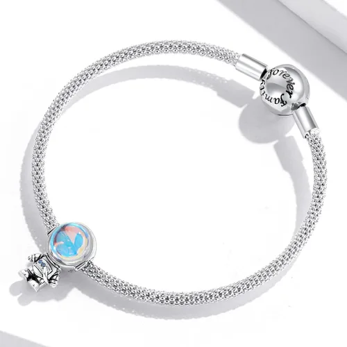 Vista 2 de MOWIMO Abalorios de amor de arco iris con diseño de corazón espacial de astroaní para pulsera de plata de ley 925 con diseño de ojo de la suerte