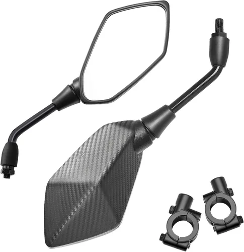 Vista 5 de Trkimal - Espejo retrovisor universal ajustable para motocicleta - Espejo convexo romboidal con perno de rosca 10 mm en sentido horario