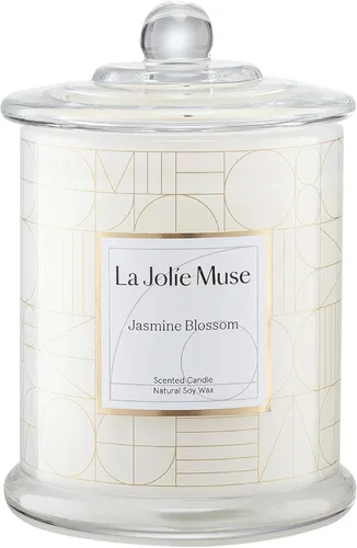 Vista 9 de LA JOLIE MUSE Starlit - Vela perfumada de abeto dorado, pino, cedro y bálsamo de abeto, 75 horas de combustión, cera de soja natural, vela