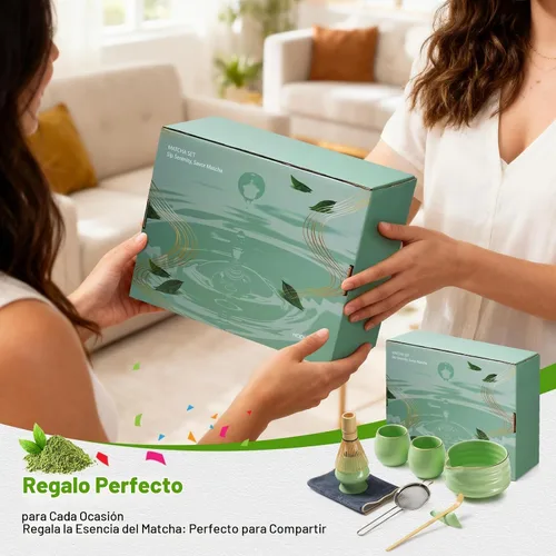 Vista 6 de Juego de matcha japonés de 9 piezas, caja de regalo de kit de té de Verde
