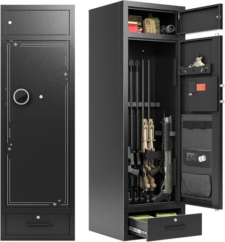 Vista 8 de Zevemomo Cajas Fuertes para Armas, Caja Fuerte para 8 Armas de Fuego para el Hogar, Caja Fuerte para Rifles y Pistolas de Acceso Rápido y Fácil