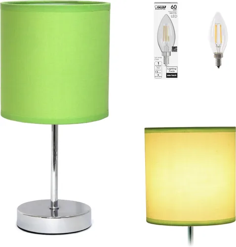 Vista 25 de Simple Designs LT2007-HPK-LB Lámpara de mesa básica cromada para sala de estar, mesita de noche, escritorio, encimera, rosa intenso, con bombilla