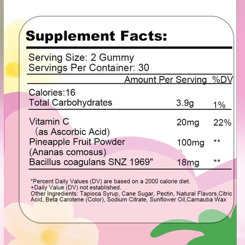 Vista 9 de Gomitas de equilibrio femenino para mujeres, probióticos, vitamina C, fruta de piña, apoya la salud vaginal, el equilibrio del pH para las mujeres