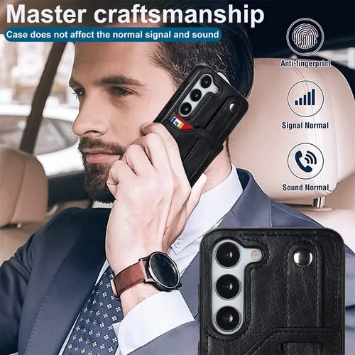 Vista 7 de Funda para teléfono Samsung Galaxy S23 5G con protector de pantalla ajustable para muñeca, soporte para tarjeta de crédito, delgada, a prueba