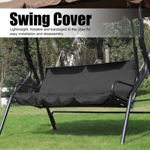 Vista 4 de Duokon Fundas de columpio para patio al aire libre, cubierta de hamaca de 3 plazas triples, protector a prueba de viento para muebles de patio Negro