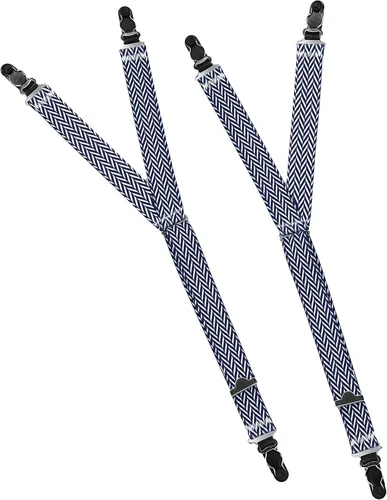 Vista 6 de Navy Herringbone Signature Premium Shirt Stays Ligas de camisa ultra suaves para permanecer escondidas Oficina formal militar, Espiguilla azul