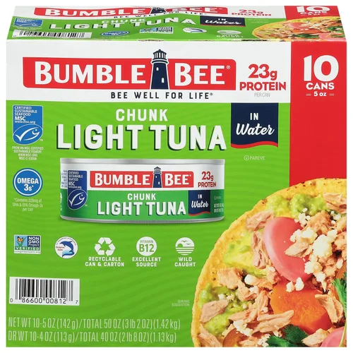 Vista 15 de Bumble Bee Atún Claro en Trozos en Aceite, Lata de 5 Onzas - Atún Listado Capturado Salvaje - 22g de Proteína por Porción - Mariscos Sostenibles