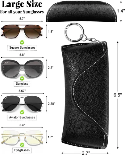 Vista 2 de RayLove Estuche para gafas de sol, funda de cuero portátil para gafas de sol, funda de protección de viaje