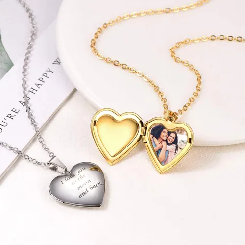 Vista 3 de U7 Collar de fotos personalizado para hombres y mujeres joyería personalizada con dije de cualquier imagen cuerda de acero inoxidable espiga cadena