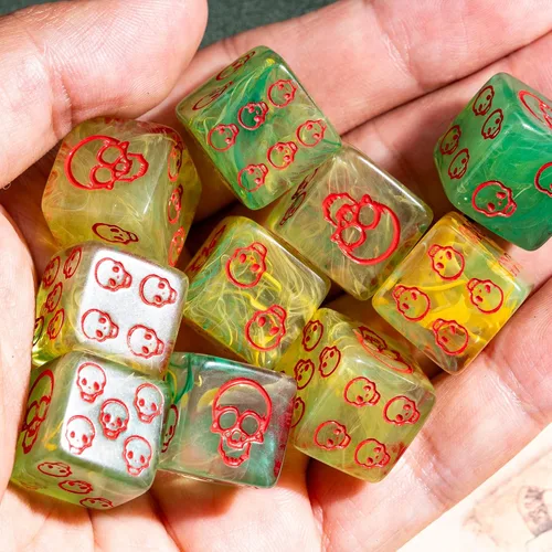 Vista 18 de Juego de 10 dados D6 de 16 mm, juego de dados blancos de 6 lados para juegos de mesa RPG Leather Storage Bag, DM Gift, for Dungeons and Dragons