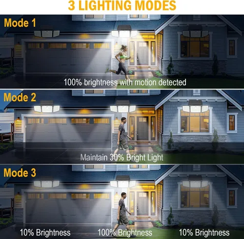 Vista 6 de Daphino - Luces solares para exteriores de 2500 lm con sensor de movimiento, luces de calle de 3 cabezales con ángulo amplio de 270°, iluminación