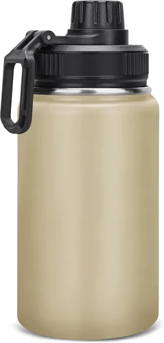 Vista 9 de Botella de agua aislada de 12 onzas, botellas de agua de acero inoxidable de doble pared aislada al vacío, boca ancha, a prueba de fugas, sin BPA