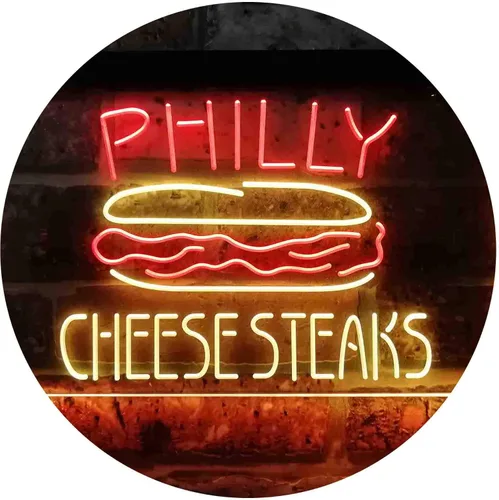 Vista 14 de ADVPRO Philly Cheese Steaks Café - Letrero de neón LED de doble color, azul y rojo, 24 x 16 pulgadas st6s64-i3850-br
