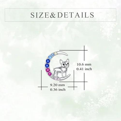 Vista 4 de YFN Aretes de tuerca de plata de ley con diseño de luna y animales lindos para mujeres y niñas