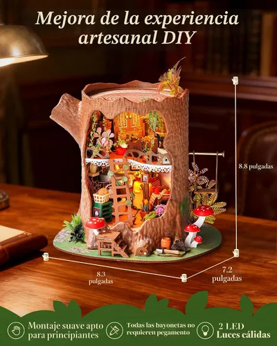 Vista 6 de Rolife DIY - Kits de casa de hadas en miniatura del bosque - Casa del árbol de cuento de hadas