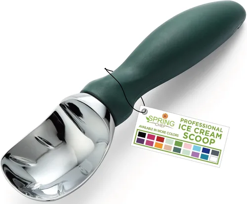 Vista 35 de Spring Chef - Cuchara para helado rosa de alta resistencia con mango suave, cuchara profesional para helado, cuchara de metal para masa de galletas