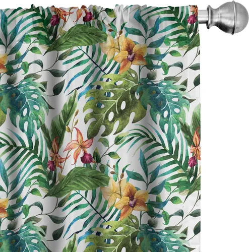 Vista 53 de Ambesonne - Paquete de cortinas de ventana de invierno de 2 unidades, cristales ornamentales de hielo con tiempo frío de enero abstracto, juego