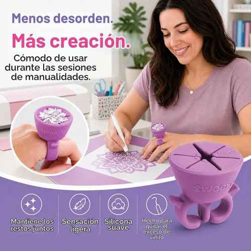 Vista 7 de Anillo colector de desechos de vinilo Tweexy Craft Herramientas de desbroce para transferencia de calor de vinilo, soporte de hojas de papel