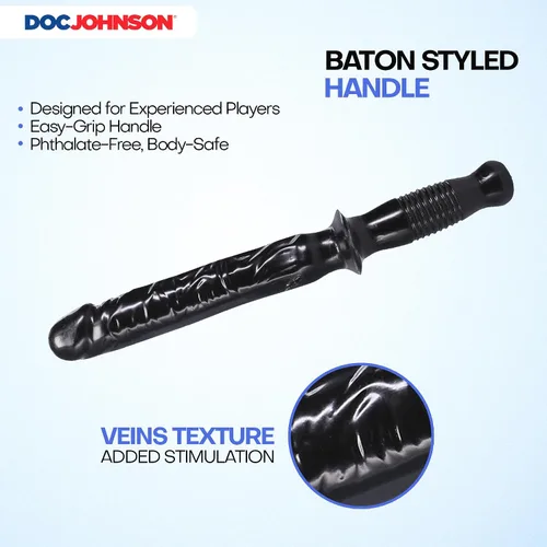 Vista 4 de Doc Johnson Classic - The Manhandler - Consolador con mango - 14.5 pulgadas - 9.5 pulgadas de longitud utilizable - solo para adultos, negro