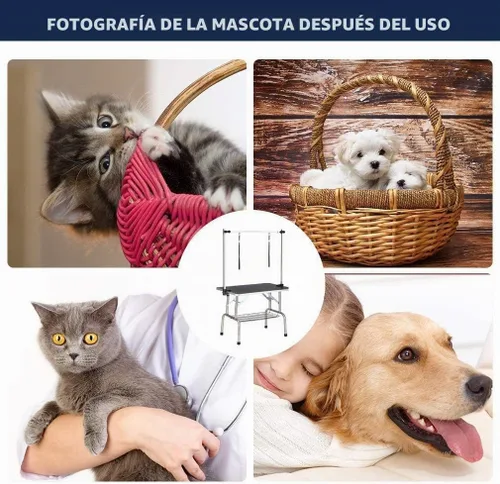 Vista 6 de Mesa de aseo para perros de 36 pulgadas, mesas plegables para aseo de mascotas con brazo ajustable, bandeja de malla de almacenamiento de nudos Negro