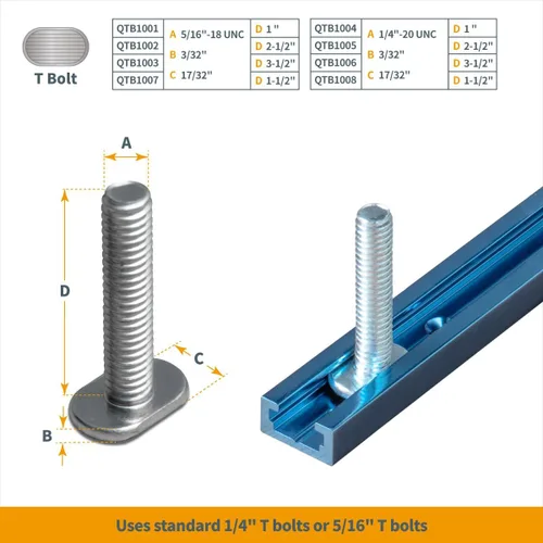 Vista 9 de POWERTEC 72138 Perfil de doble corte de 36 pulgadas, pista en T universal, 2 piezas con placa de montaje de abrazadera de palanca y 4 abrazaderas