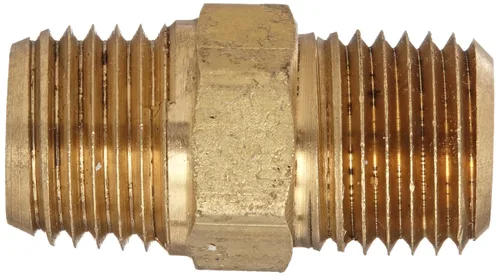 Vista 2 de Anderson Metals 56122 Conector de tuberías hecho de latón, racor hexagonal, 1/4 pulgadas x 1/4 pulgadas, NPT macho.