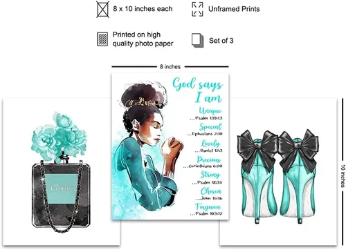 Vista 2 de Versículos inspiradores de la Biblia para mujeres afroamericanas, arte negro, escritura cristiana religiosa, regalos de aliento positivo, color azul