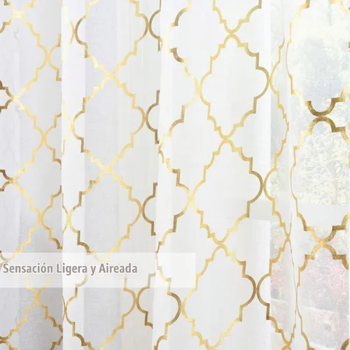 Vista 3 de Kotile Cortinas traslúcidas color blanco dorado para dormitorio, 52 x 63 Oro blanco