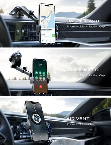 Vista 3 de Cargador de Coche Inalámbrico, Carga Rápida de 15W, Cargador de Coche con Abrazadera Automática, Soporte de Teléfono para Coche Compatible