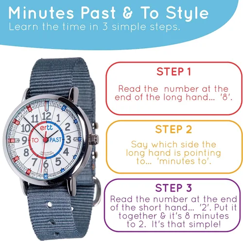Vista 3 de EasyRead Time Teacher Kids Watch - Girls & Boys Watches for Kids - Analog Teaching Watch for Kids - Learn to Tell The Time Childrens Watch - 3 Step
