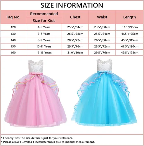 Vista 7 de MYRISAM Unicorn Costume Princess Birthday Bowknot Long Tulle Fancy Dress Pageant Christmas Party Halloween Carnival Outfits